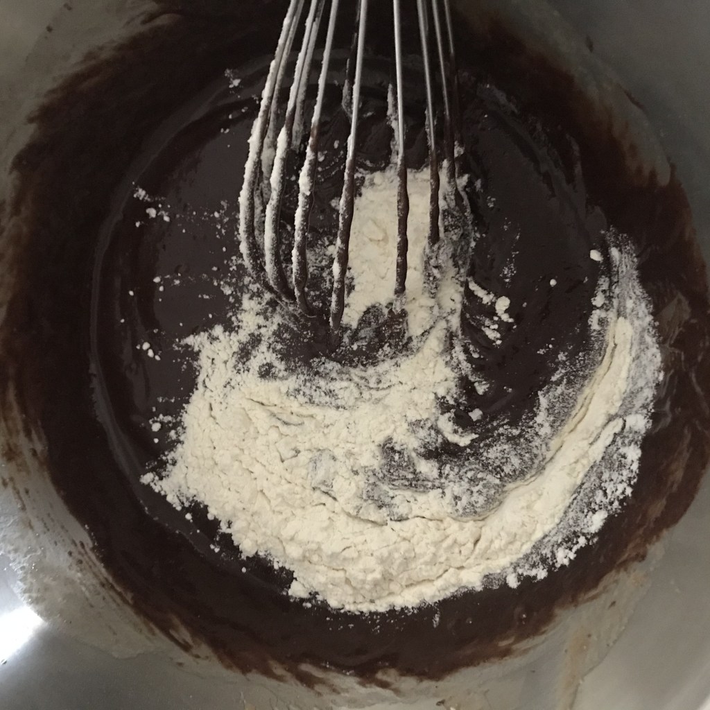 mélange chocolat fondu et farine